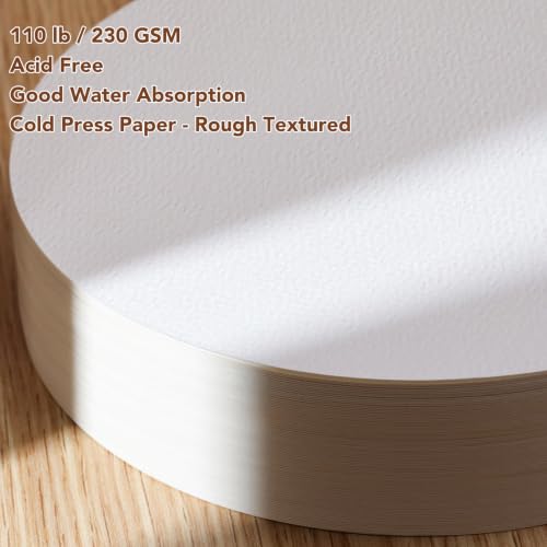80 Sheets Round Watercolor Paper, 4 Inch, 110 Lb/230 GSM, White - size: Round/4 in