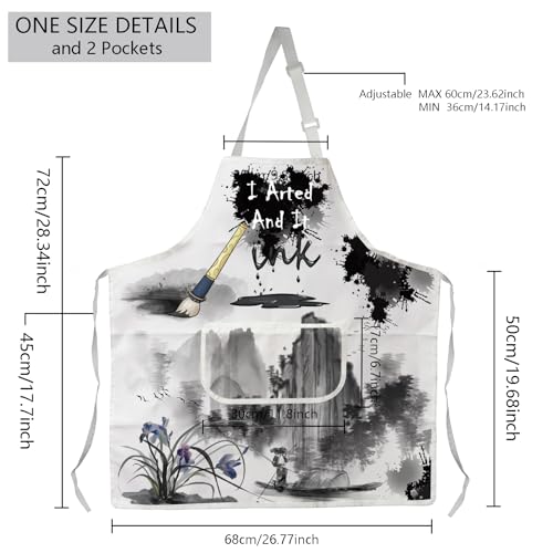 MBMSO Painting Artist Apron with Pockets Artist Painter Gifts Art Lover Gift for Art Teacher Student Painter Apron Waterproof - color: Inks Apron-w