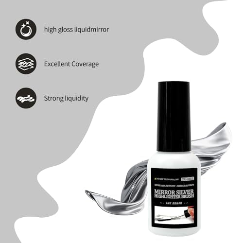 High Gloss Metallic Silver Acrylic Paint, Reflective Premium Shine, 0.68 fl oz - color: Silver
