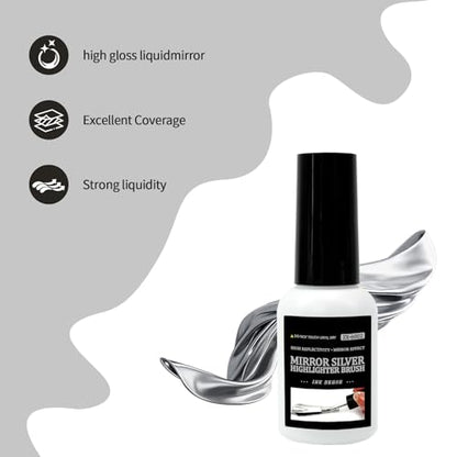 High Gloss Metallic Silver Acrylic Paint, Reflective Premium Shine, 0.68 fl oz - color: Silver