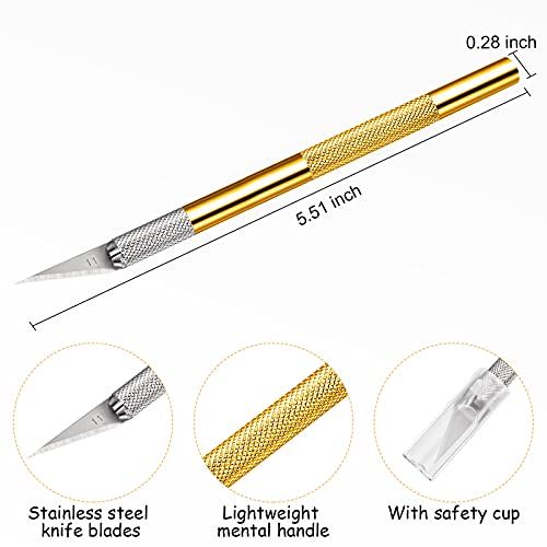 Mudder 15 Pack Exacto Knife Set, Craft Knives Hobby Knife, Gold - color: Gold