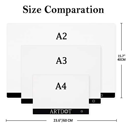 ARTDOT A2 LED Light Pad for Diamond Painting USB Powered Light Board Kit, Adjustable Brightness with 12 Angles Stand and Clips - size: A2