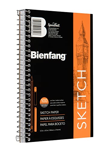 Bienfang Sketch Pad 5.5x8.5 Inch, 100 Sheets of 60lb 90gsm Art Paper, Spiral Bound Sketch Book Drawing Notebook - size: 5-1/2 by 8-1/2-Inch