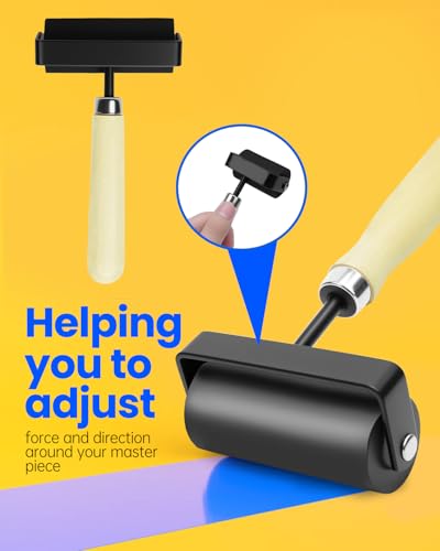 UCEC 1.5in Mini Wooden Brayer for Gluing, Printmaking & Diamond Painting | Mini Wooden Handle Rubber Roller for Wood Glue, Paint, Block Printing & Crafting, Great for Small Projects & Details, 1.5'' - color: 1.5 Inch-Wooden Handle