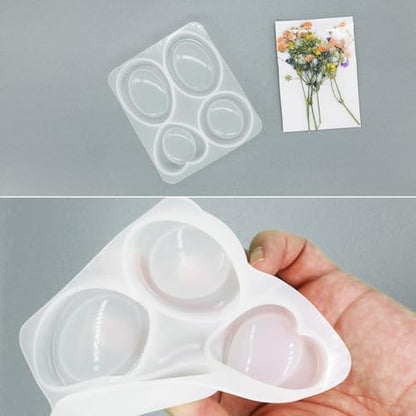 4-Design Worry Stone Mold w/DriedFlowers Resin Yoga StressRelief | 4-design thumb worry stone mold with dried flowers – epoxy resin casting, yoga meditation, stress relief & DIY crafts.