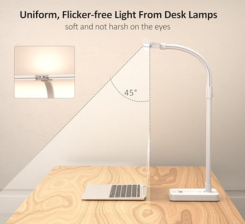Double Head LED Desk Lamp, Architect Desk Lamps for Home Office, 24W Brightest Workbench Office Lighting-5 Color Modes and 5 Dimmable Eye Protection Modern Desk Lamp (White-Desktop, Big) - color: White-Desktop