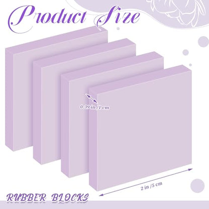 Frienda 24 Pcs 2" x 2" Rubber Carving Blocks Linoleum Blocks for Printmaking, Stamp Making, DIY Crafting, Scrapbook, Painting, Soft and Easy to Carve (Light Purple) - color: Light Purple