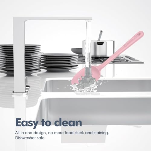 ChefAide 5 Pieces Silicone Spatula Set, Food Grade Rubber Spatula, Upgrade Strong Handle with Ergonomic Grip, Heat Resistant Up to 600°F for Nonstick Cookware, Cooking - color: Pink, size: 5 pieces