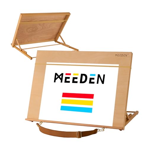 MEEDEN A2 Wooden Tabletop Easel for Painting, 5-Position Adjustable Drawing & Sketching Board with Shoulder Strap, Portable Beechwood Desktop Art Easel Stand for Adults, Artists, Beginners & Student - size: A2（25 8/9 L * 16 1/4W）