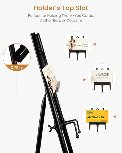 53.9" Black Easel Stand for Sign, Heavy Duty Metal Display Easel with Storage Bag, Adjustable Art Easel for Wedding Sign, Painting, Picture - color: Black DM