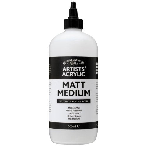 Winsor & Newton Professional Acrylic Medium, Matt Medium, 500ml | Extends acrylic paint while reducing surface sheen to create a consistent matte finish without affecting workability. - color: Matt Medium, style: 500ml (16.9-oz)