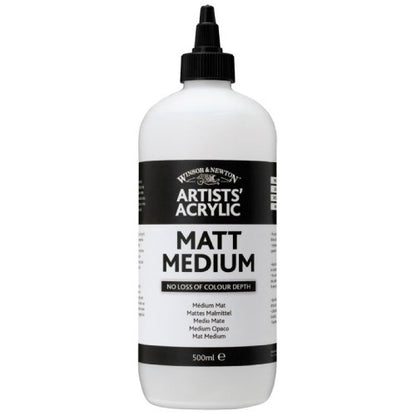 Winsor & Newton Professional Acrylic Medium, Matt Medium, 500ml | Extends acrylic paint while reducing surface sheen to create a consistent matte finish without affecting workability. - color: Matt Medium, style: 500ml (16.9-oz)