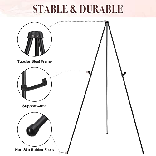 Easel Stand for Wedding Sign & Poster 63'' Easels for Display Portable Art Easel for Floor Adjustable Metal Easel Black - style: Black