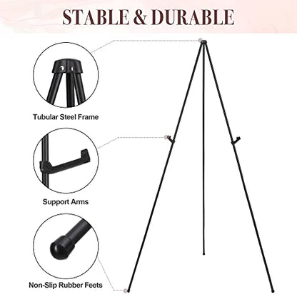 Easel Stand for Wedding Sign & Poster 63'' Easels for Display Portable Art Easel for Floor Adjustable Metal Easel Black 2 Pack - style: Black 2 Pack