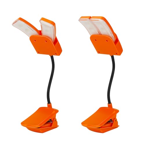 BIGMONAT Battery Operated Clip on Light, Dimmable Brightness Eye Care Book Reading Light, 360°Flexible Gooseneck Night Lighting for Home Office, Reading,Study (Orange, 2Pack) - color: 2Pack - Orange