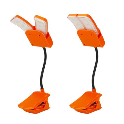 BIGMONAT Battery Operated Clip on Light, Dimmable Brightness Eye Care Book Reading Light, 360°Flexible Gooseneck Night Lighting for Home Office, Reading,Study (Orange, 2Pack) - color: 2Pack - Orange