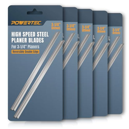 POWERTEC 3-1/4" HSS Planer Blades 10 PK for WEN 6530, DeWalt DCP580B, PORTER-CABLE PC70THP, RYOBI P611, BOSCH PK2632K, Makita XPK01Z, Craftsman, Skil Hand Planer, Replacement Electric Planer Blades - size: 10 Pack