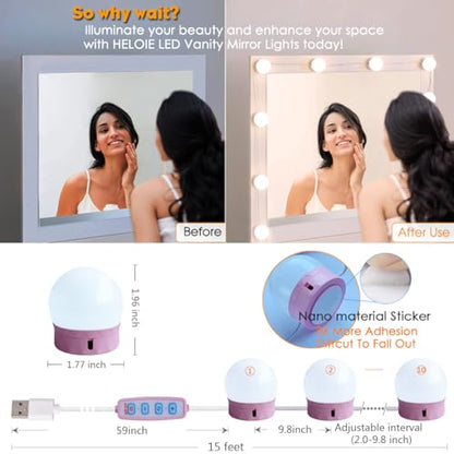 LED Vanity Lights for Mirror Makeup Lighting,Stick On,Bright - color: Pink