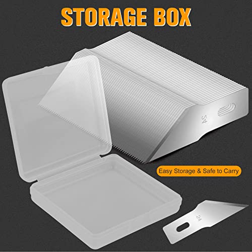 JETMORE 100 Pack Exacto Knife Blades #24, Craft Knife Blades Hobby & Craft | Broad #24 SK5 edges handle carving and shaping, hobby knife blades suit wood and foam, with craft blades stored in a box - size: #24