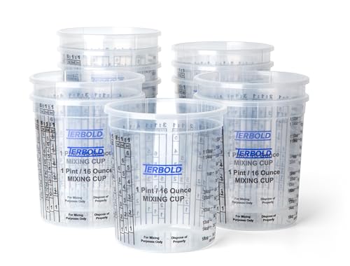 Terbold Paint Mixing Cups 16oz (12 Pack) | Disposable Plastic Measuring Cups for Epoxy Resin & Automotive Paint - size: 16oz