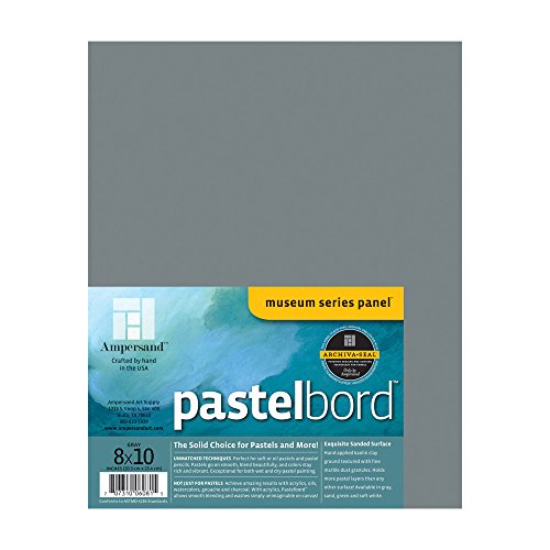 Ampersand Museum Series Pastelbord for Pastels, Charcoal, Pencils and Ink, Gray, 1/8 Inch Depth, 8X10 Inch (PB08) - color: Gray - 1/8 Inch Depth, size: 8" x 10" - Pack of 1