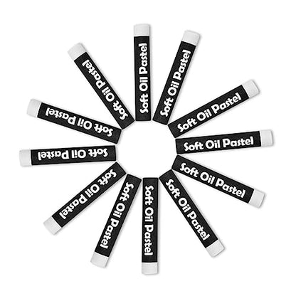 Mifuner Soft Oil Pastels Set (12 Sticks), Single Colors Heavy Oil Pastels Vibrant and Creamy,Pastel Art Supplies for Artists,Gallery Oil Painting Stick for Adult Drawing. White - color: Pastel-12pcs White