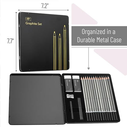 Mr. Pen- Drawing Sketching Pencil Set, 19 pcs, Graphite Pencils (10B-6H) - size: 19 pcs