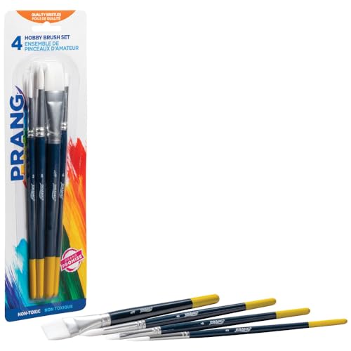 Prang Hobby Paint Brush Set, Assorted Sizes, 4 Brushes - size: 4 Count (Pack of 1)