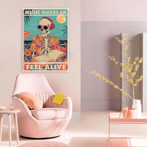 Skull Diamond Art Kits for Adults Funny Diamond Painting Kit for Beginner | Hippie Skeleton music 5D DIY Diamond Dots Full Drill Crafts for Gem Art Dot Art for Adults Home Wall Decor for Teens 12x16 in - color: DP03292