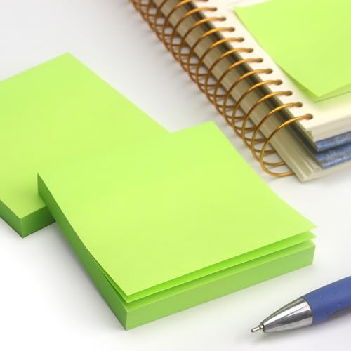 OSBOO Sticky Notes 3x3 with Bright Colors, 6 Pads 100 Sheets/Pad (Green) | Bright Green Self-Stick Notes Pads, 600 Sheets Total, Easy to Stick and Remove, Perfect for Office, School and Home - color: Green