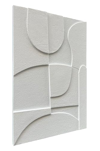 Limiyer Art White abstract three-dimensional texture oil painting, 36x24 inches. Modern minimalist style art corridor office. Wall decoration - color: YI095