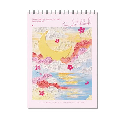 EOREA Pink Cover Sketchbook 8x11.5 Spiral Drawing Notebook - color: Red