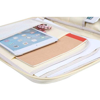 JAKAGO A4 Travel Portfolio Multifunctional Document Organizer Zippered Case for Office Supplies (Flamingo) - color: Flamingo