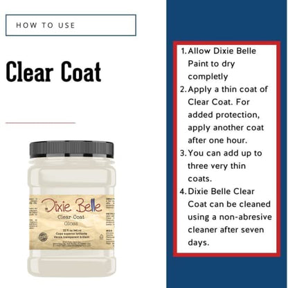 Dixie Belle Paint Company - Clear Coat Gloss (32oz) - Polyacrylic Topcoat | Glossy Finish Polyacrylic Topcoat - Chalk-Friendly Furniture Paint Finish - color: Gloss, size: 32 Fl Oz (Pack of 1)
