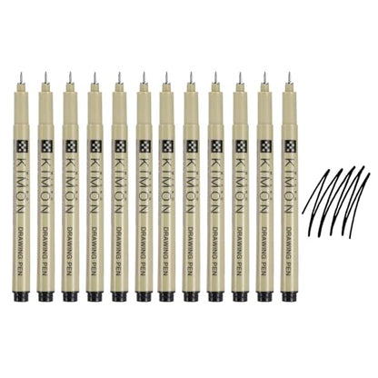 PATIKIL Fineliner Pens, 0.25mm Fine Points Drawing Pen Waterproof Inking Markers Liner Artist Watercolor Supplies Drawing Kit for Adult Sketching Journaling, Pack of 12 - style: 0.25mm Fine Points