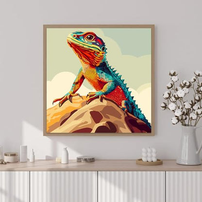 Artunion Framed Paint by Numbers Kit for Adults Beginners & Kids Ages 8-12,Lizard Paint by Number with Frame,Animal Paint by Numbers Kit on Canvas 10 * 10 Inch Without Easel - color: ZXT-393-F