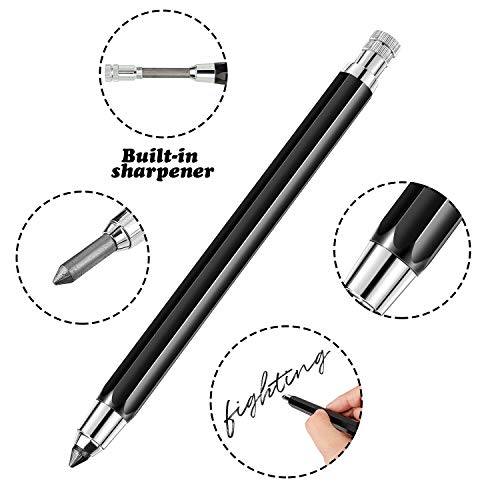 Outus 3 Pcs 5.6 mm Lead Holder Mechanical Pencils Sketch up Automatic Clutch Graphite Pencil with Built-in Sharpener Lead Pencil For Construction, Draft Drawing, Crafting, Art Sketching(Black) - color: Black