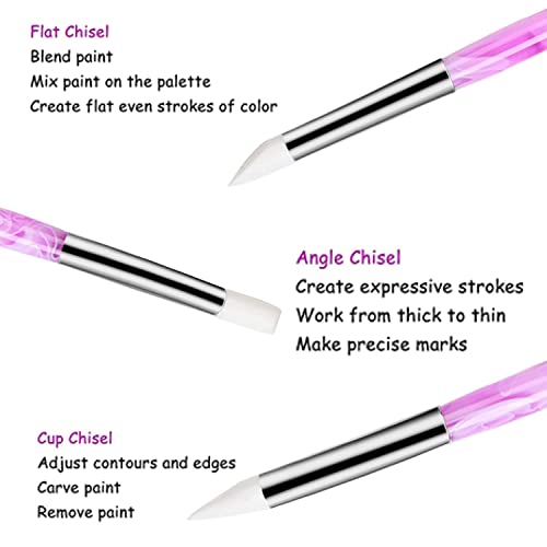 BQAN Silicone Nail Art Pen 5Pc for Sculpting, Drawing & Shaping - color: Purple