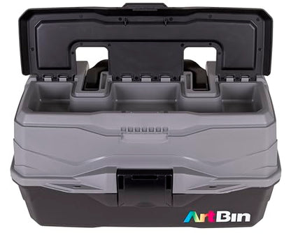 ArtBin 6892AG 2-Tray Art Supply Box, Portable Art & Craft Organizer with Lift-Up Trays, [1] Plastic Storage Case, Gray/Black - style: Two Tray