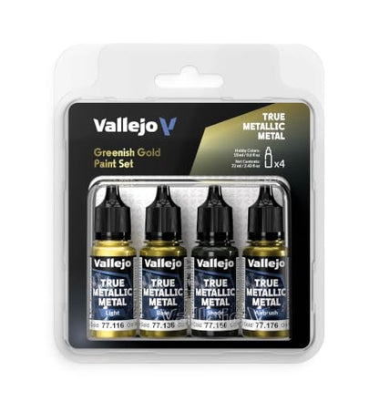Vallejo - Greenish Gold Set, True Metallic Metal, 4 Bottles x 0.6 fl.oz. - color: Greenish Gold