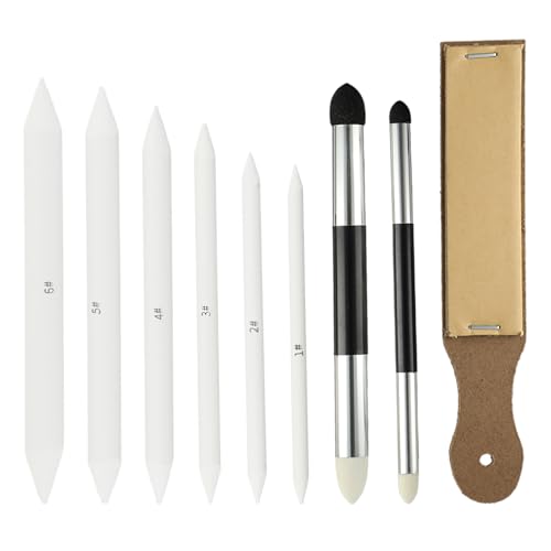 QIYUDA 9pcs Tortillons Blending Stumps for Drawing, Washable & Reusable Blending Stick, Pencil Blender