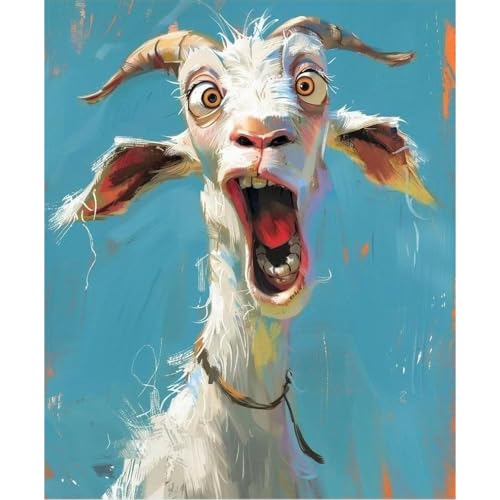 Diamond Art Kits for Adults,Funny Animals Diamond Painting Kits 12X16 Inch | 5D Diamond Art Paintings for Beginners,Round Full Drill Diamond Dot Tools Kit,Extra Diamonds,Stress Relief Craft,DIY Gift - color: Abstract Goat-0305