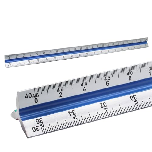 Biaungdo Engineer Scale Ruler 12 Inch Aluminum Colored for Drafting