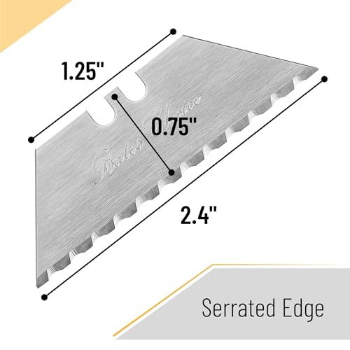 Bates- Utility Knife Blades, Serrated Edge, 60 Pack, Silver, Carbon Steel, Replacement Blade for Box Cutters - color: Silver With Serrated Edge, size: 60 Pack