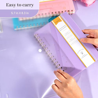 Yoment Spiral Notebook College Ruled A5 Spiral Bound Journal 160 Pages | 100 GSM Thick Paper Plastic Hardcover Spiral Notebook 5x7 Wire Bound Notebooks for Work School Office Supplies, Purple - color: Purple, style: C - Line - A5