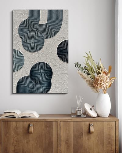 NANKAI Art Hand-painted Blue thick texture Abstract Oil painting Modern minimalist style Wall Deco art 45x30 inch large canvas wall deco art - color: NKHB114