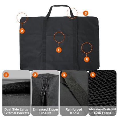 Cupohus Waterproof Art Portfolio Bag 25" x 37" for 24" x 36" Artworks with Outer Pockets and Handle, Student Carrying Storage Bag - size: 24" x 36" x 2"