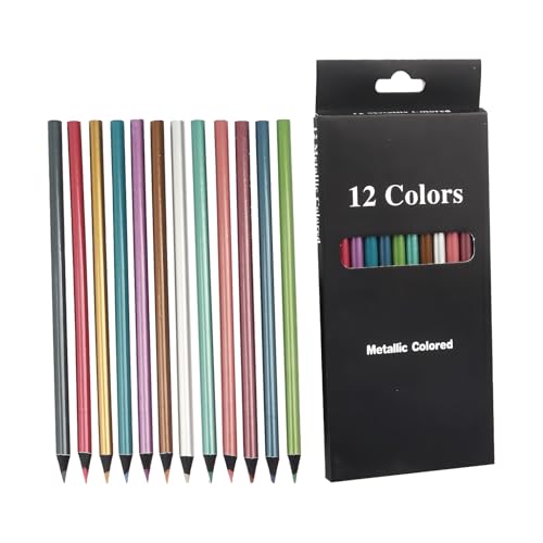 Metallic Luster Pencils Set - 12 Colored Pencils for Boys and Girls - Perfect for Art Drawing Supplies - Ideal Gift for Birthday and Arts & Crafts Parties - color: Metallic Luster