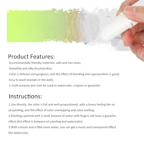 Washable Oil Based Art Crayon, Smooth Water-Soluble Painting Stick, Portable Graffiti Supply for Hand Painting, Doodling and Daily Art Creation