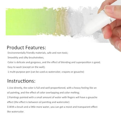 Washable Oil Based Art Crayon, Smooth Water-Soluble Painting Stick, Portable Graffiti Supply for Hand Painting, Doodling and Daily Art Creation